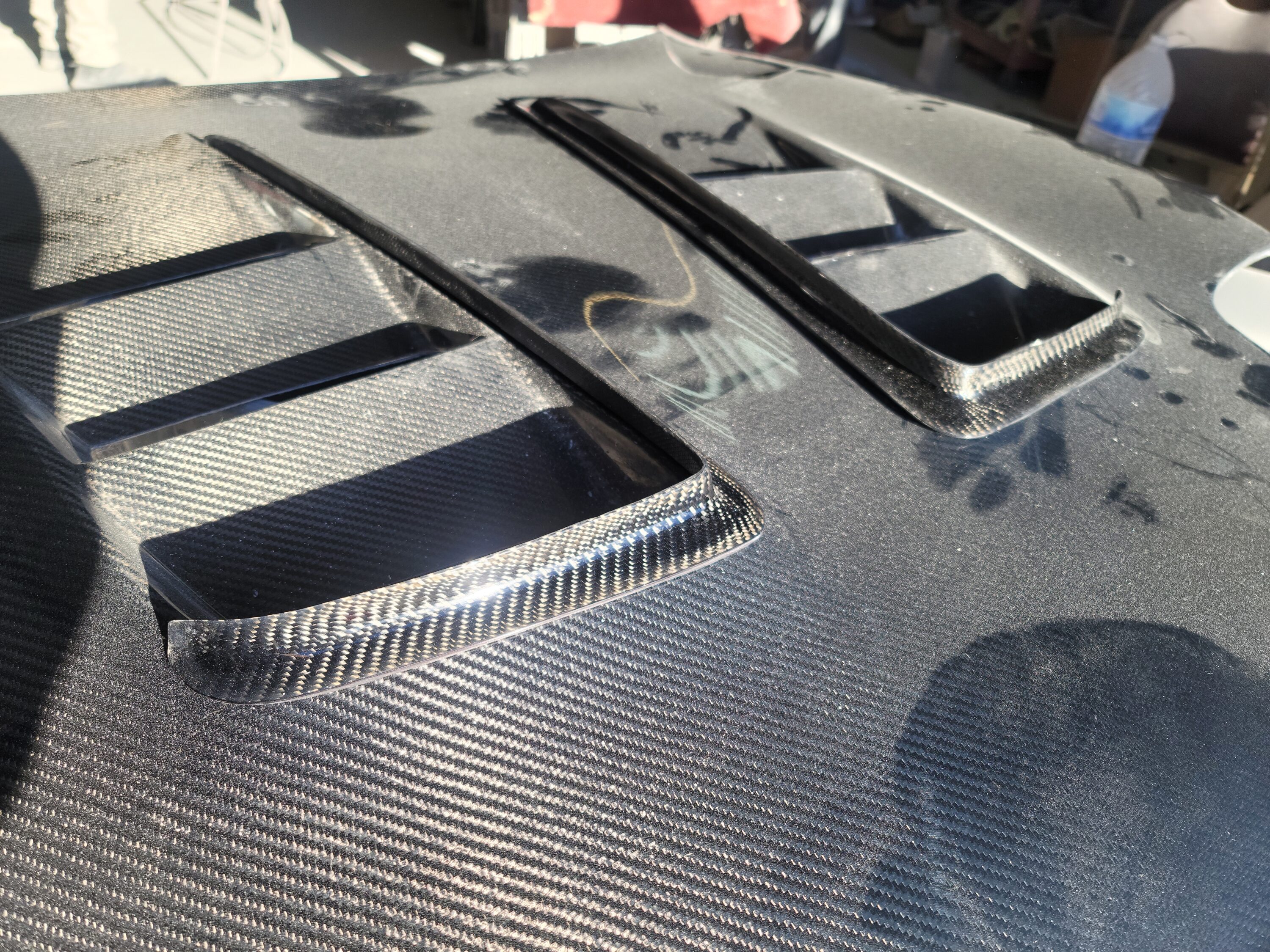 Group A Mazda RX-7 FD3S Gurney Flaps for RE Amemiya AD9 Hood - FRP