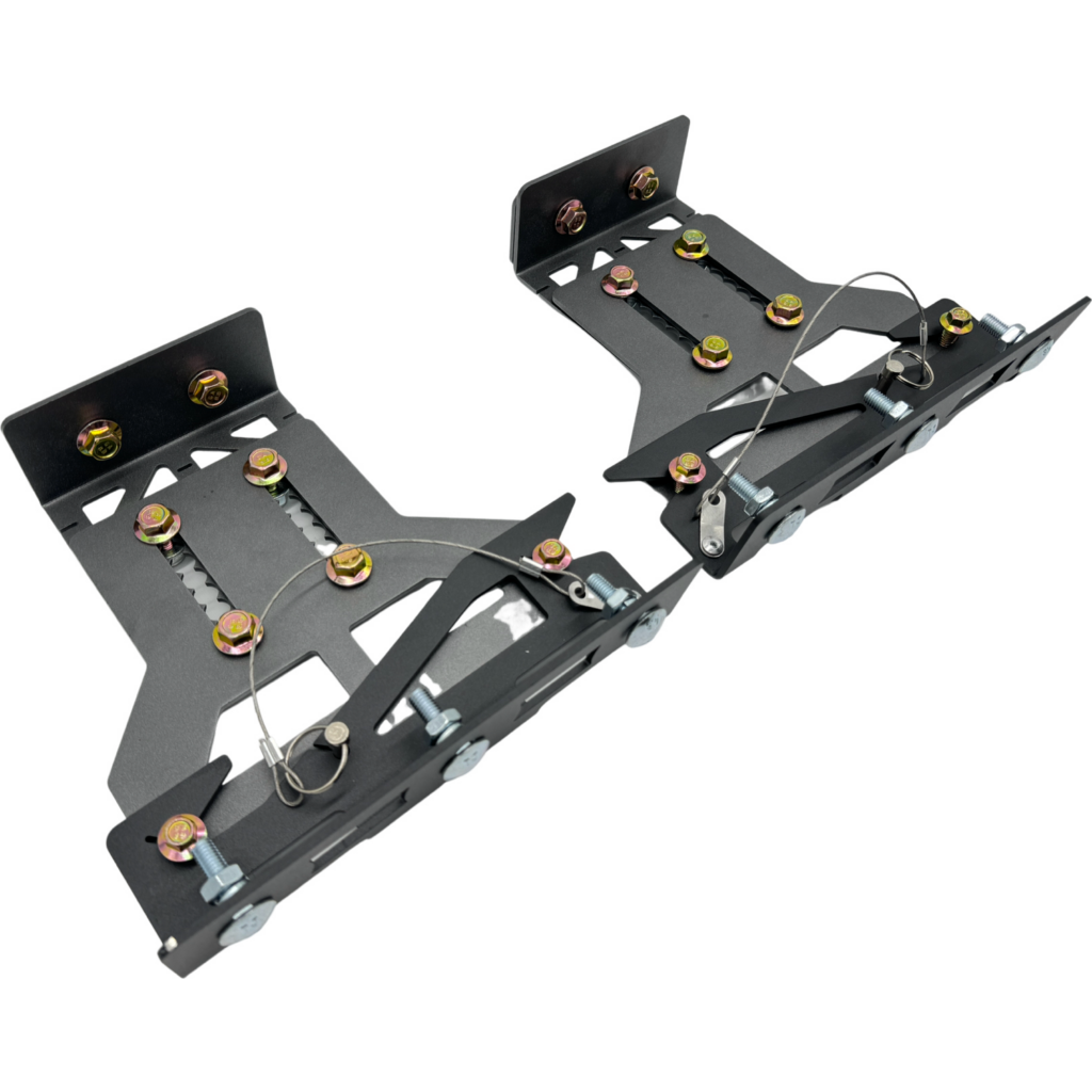 Honda S2000 chassis mount splitter brackets with quick-release pin, included with the Group A universal front splitter