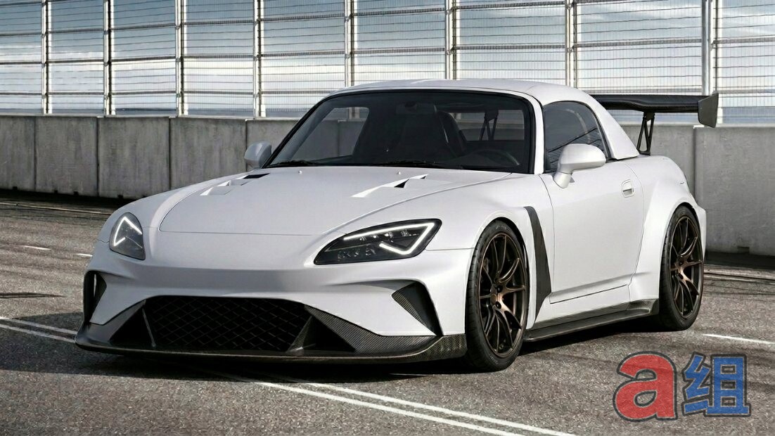 Early Honda S2000 concept, white, with GT wing