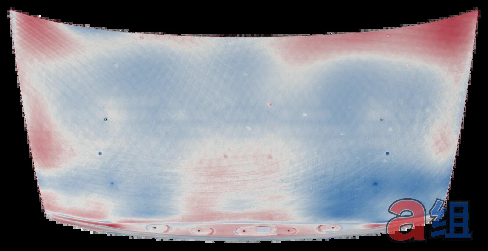 Color map of the gap between the CR trunk scan and CAD, top view