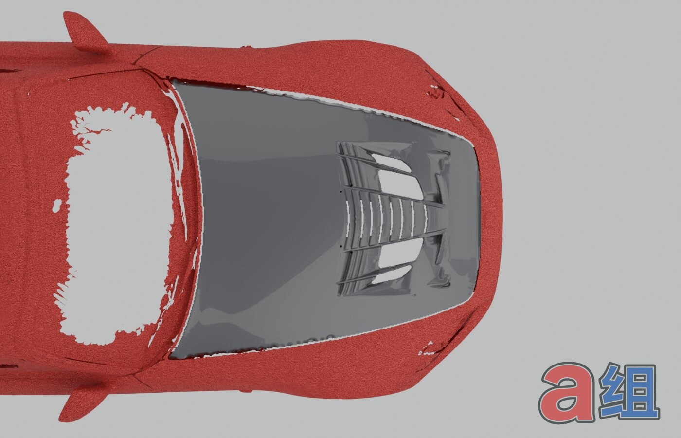 S2000 hood design round 3, louvered vents seen from above