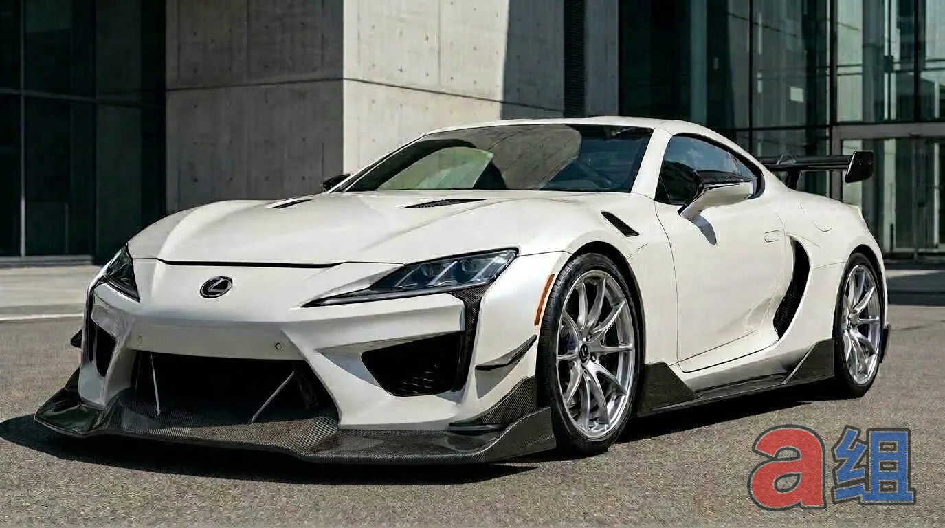 Earlier white Supra concept with new front bumper, canards and ducktail