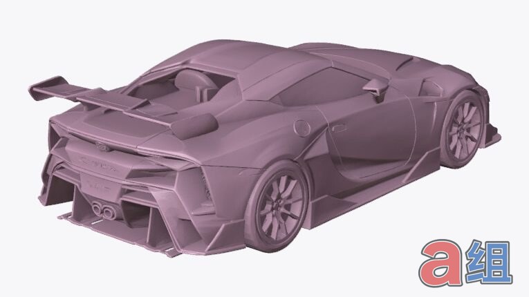 3D model of the Supra GT widebody concept, rear 3/4 with GT wing