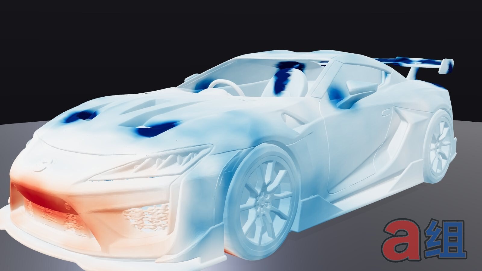 Airflow simulation pressure map on the Supra widebody